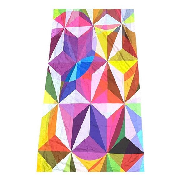 Geometric Quilt Curtain Rainbow Kaleidoscope 84x 28 Crafts Fabric Made In Turkey - Picture 5 of 7